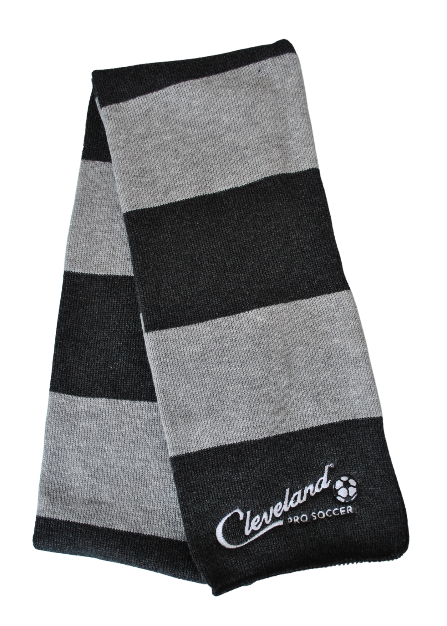 CLE PRO SOCCER | Black + Grey Striped Scarf